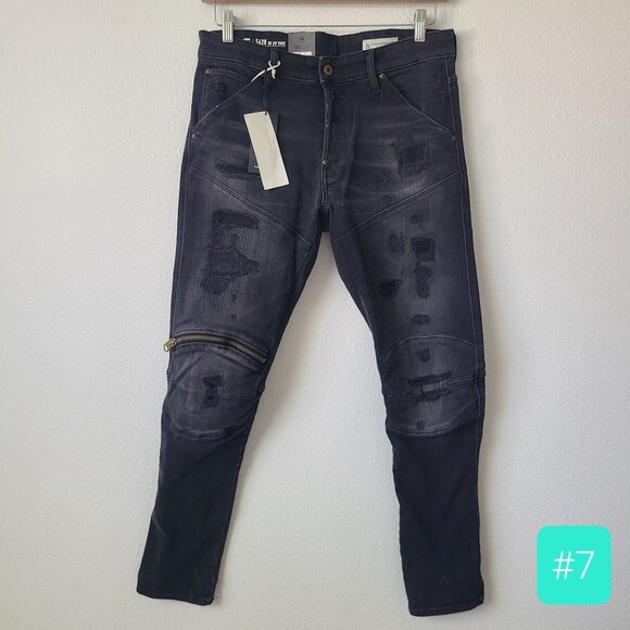 G-Star RAW 5620 3D Zip Knee Skinny Distressd Jeans Size 31x32 Black #7